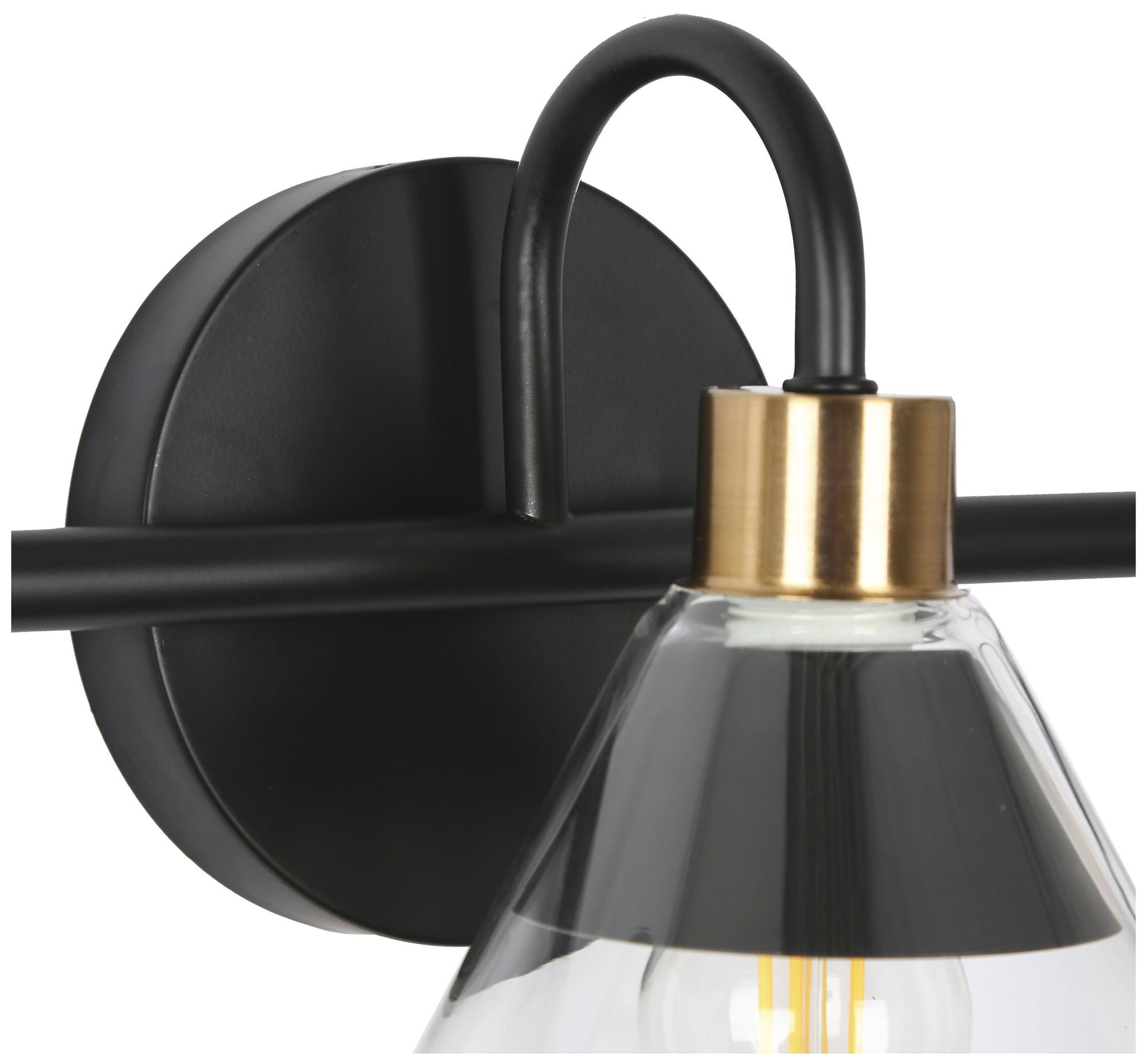 Image 2 3-Lights 21.3"W Tapered Black and Imitation Electroplated Copper Wall Lamp more views