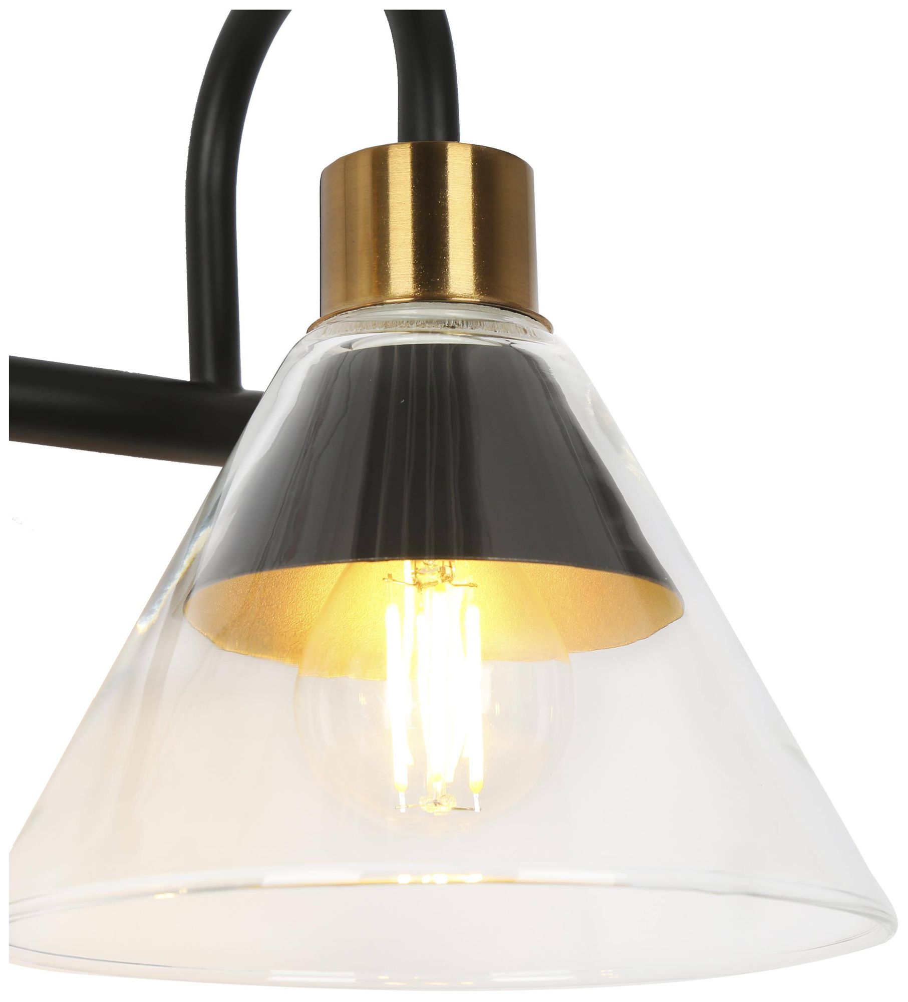 Image 3 3-Lights 21.3"W Tapered Black and Imitation Electroplated Copper Wall Lamp more views