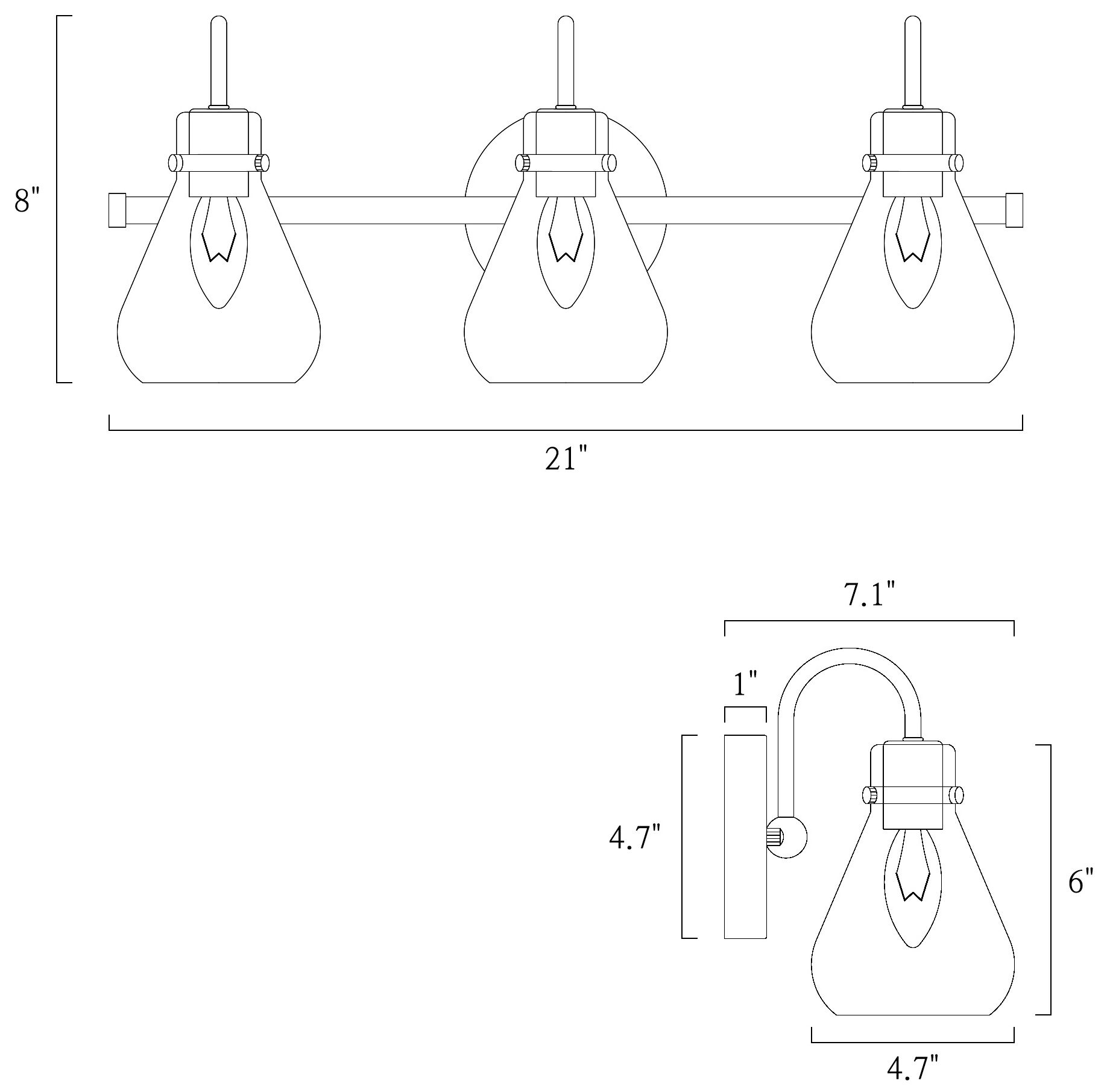 Image 5 3-Lights 21.3"W Teardrop Electroplated Natural Copper Wall Lamp more views