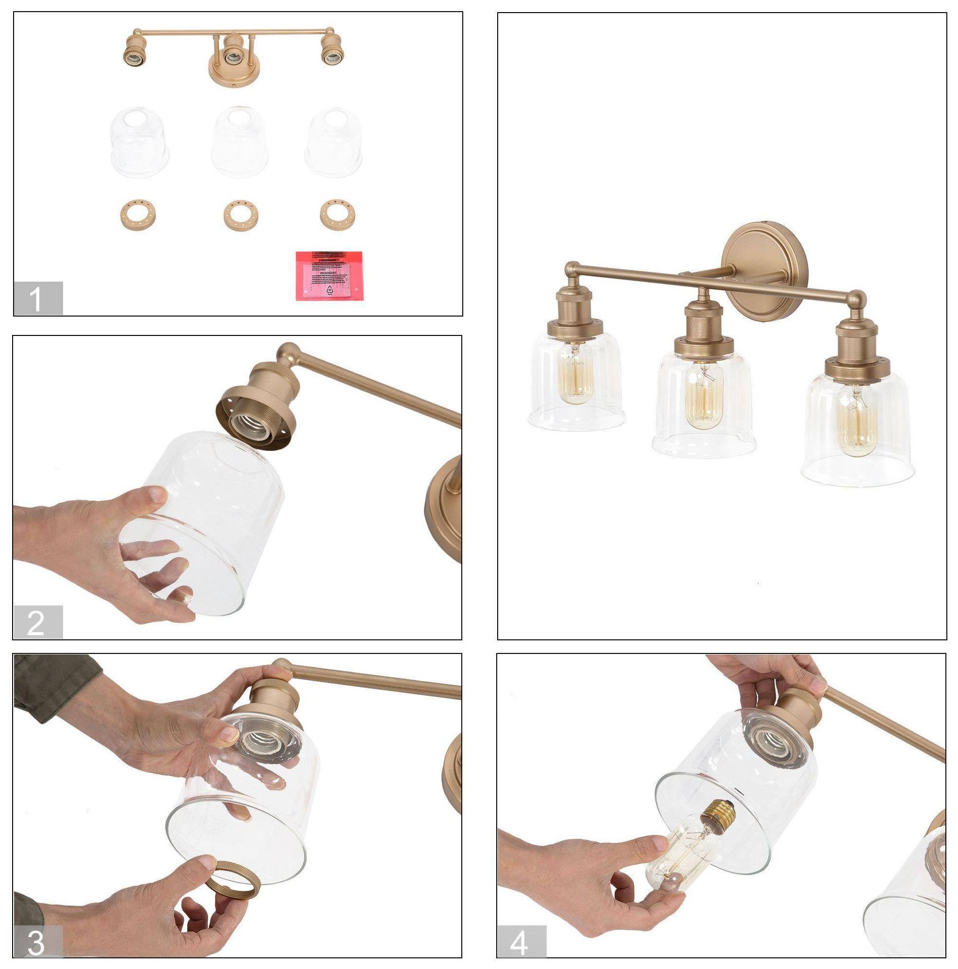 Image 7 3-Lights 21.7"W Bell Metallic Gold Wall Lamp more views