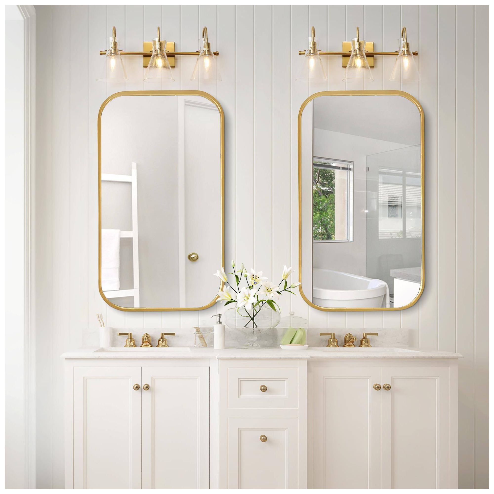 Image 7 3-Lights 21.7"W Tapered Plated Brass Wall Lamp more views