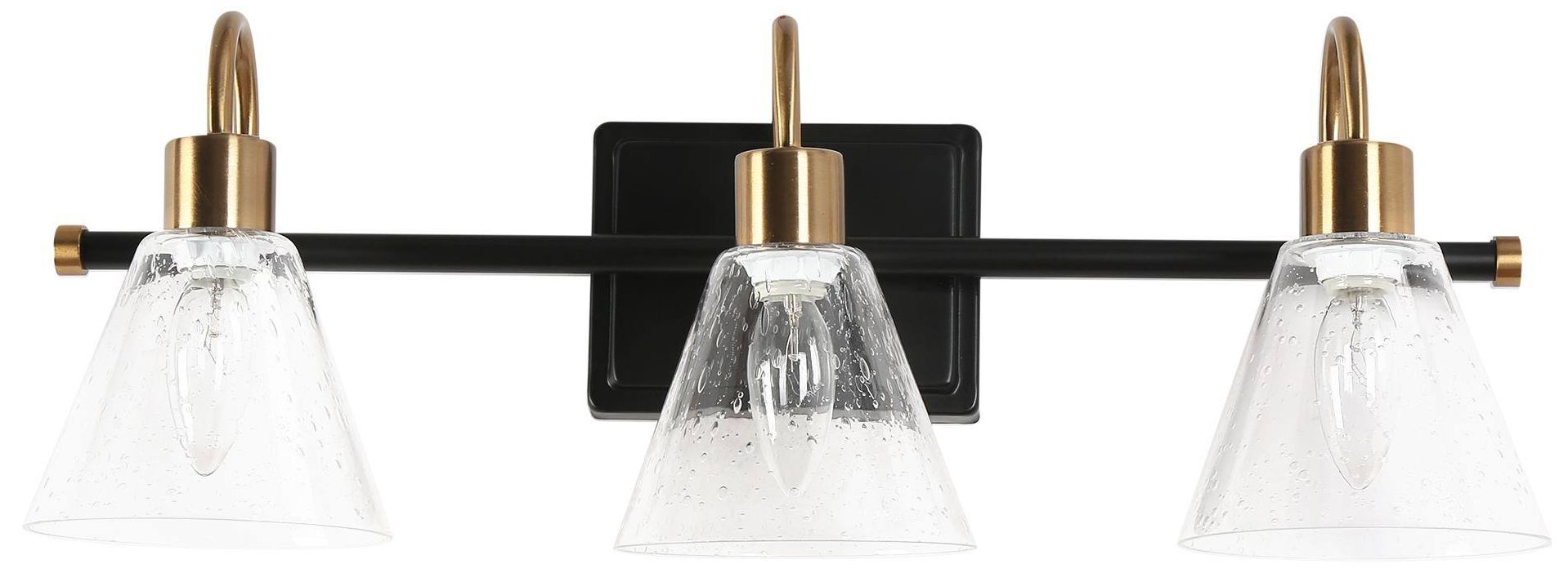 Image 2 3-Lights 21.9"W Tapered Black and Imitation Electroplated Copper Wall Lamp