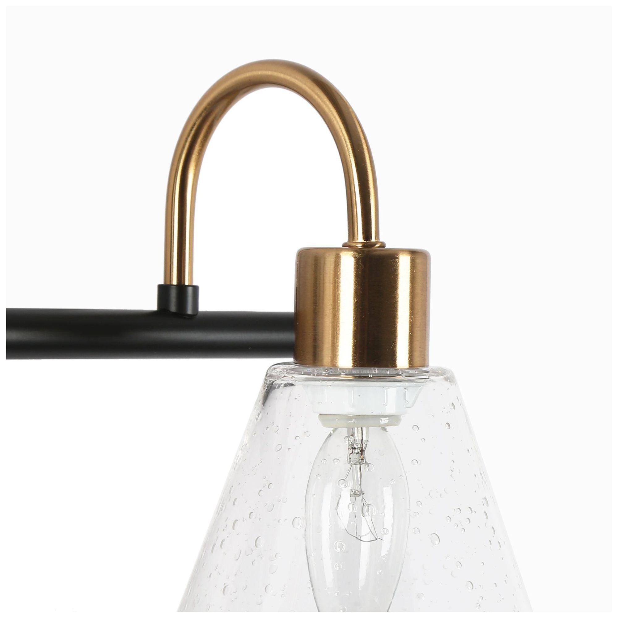 Image 3 3-Lights 21.9"W Tapered Black and Imitation Electroplated Copper Wall Lamp more views