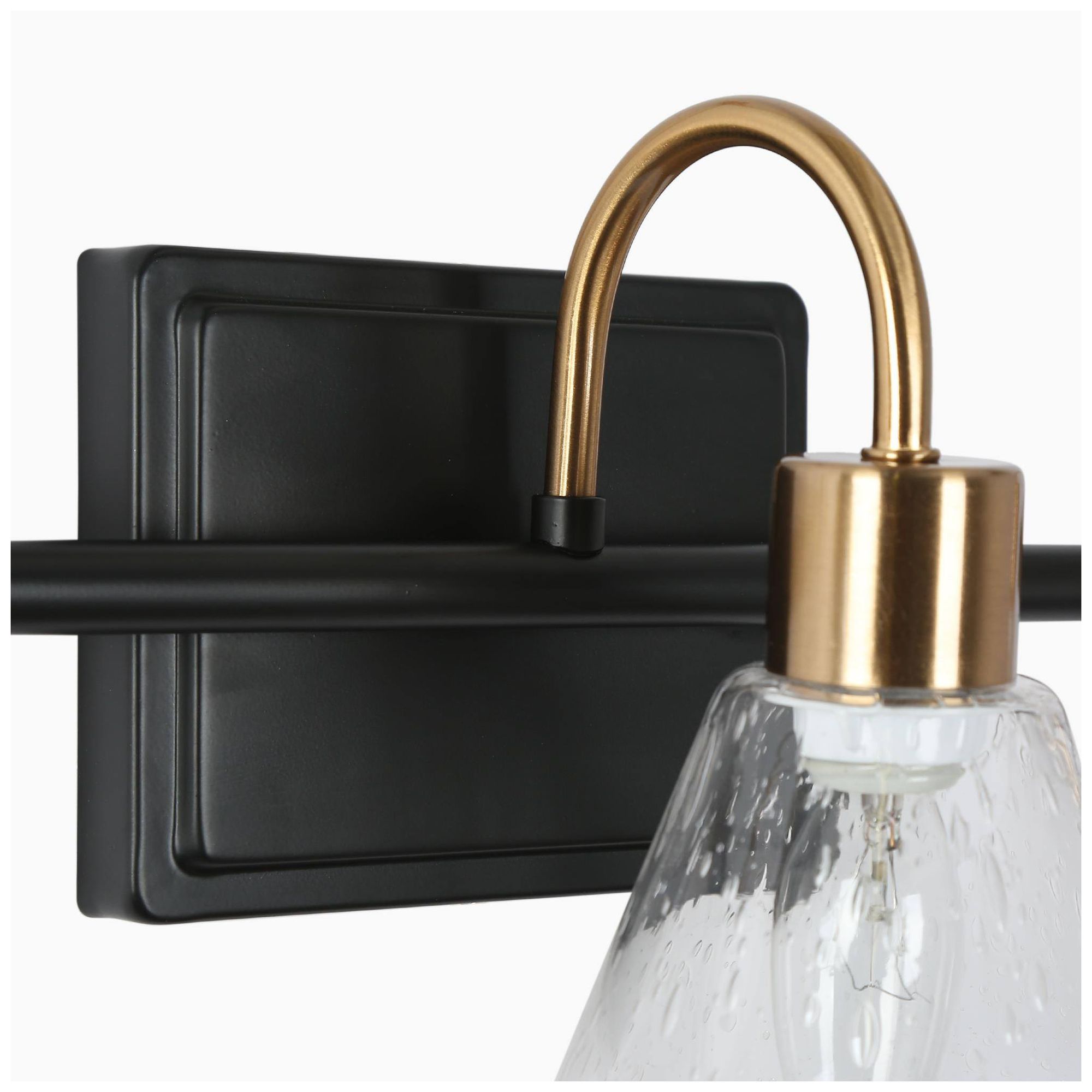 Image 4 3-Lights 21.9"W Tapered Black and Imitation Electroplated Copper Wall Lamp more views