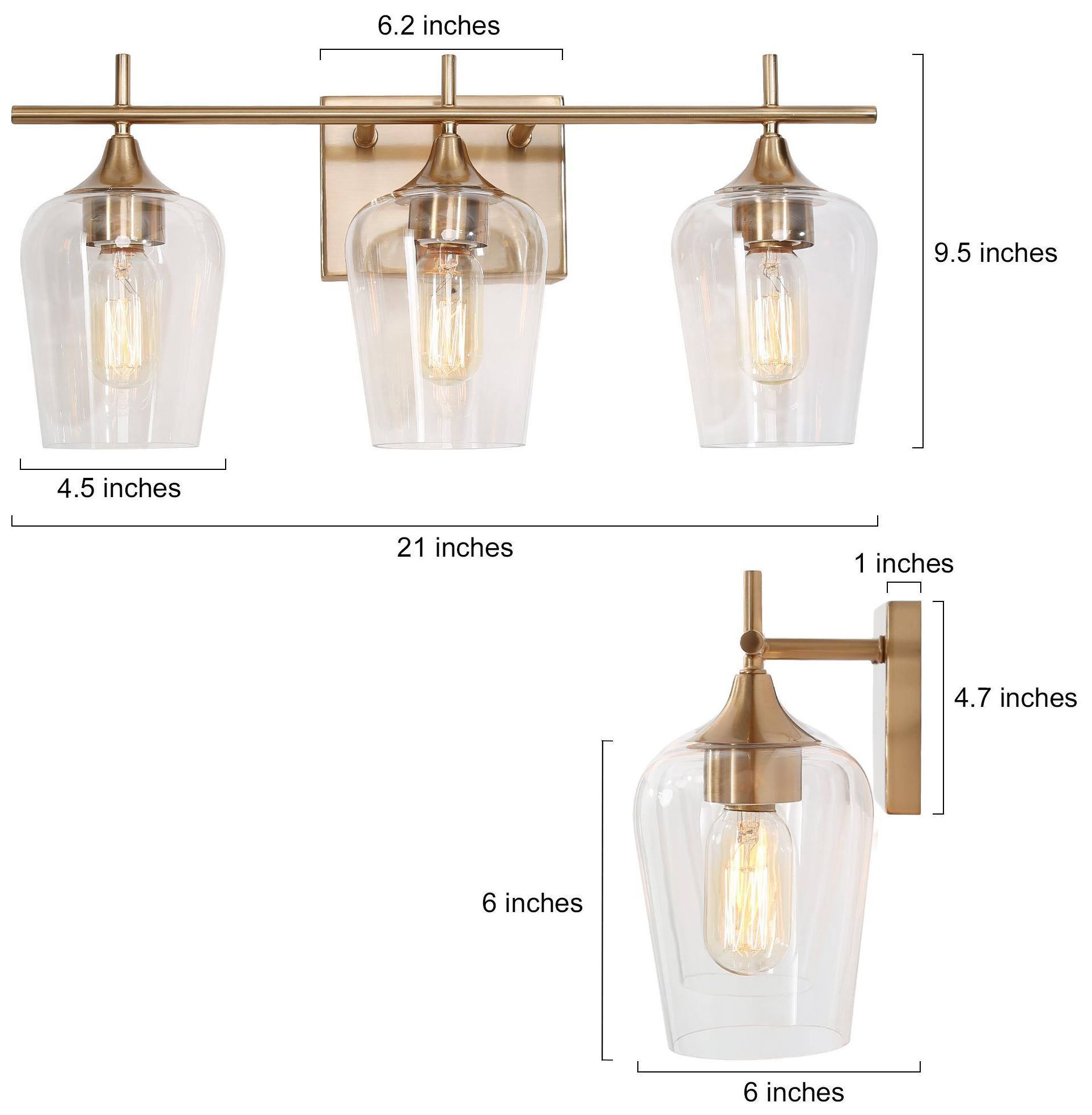 Image 6 3-Lights 21"W Wine glass Plated Brass Wall Lamp more views