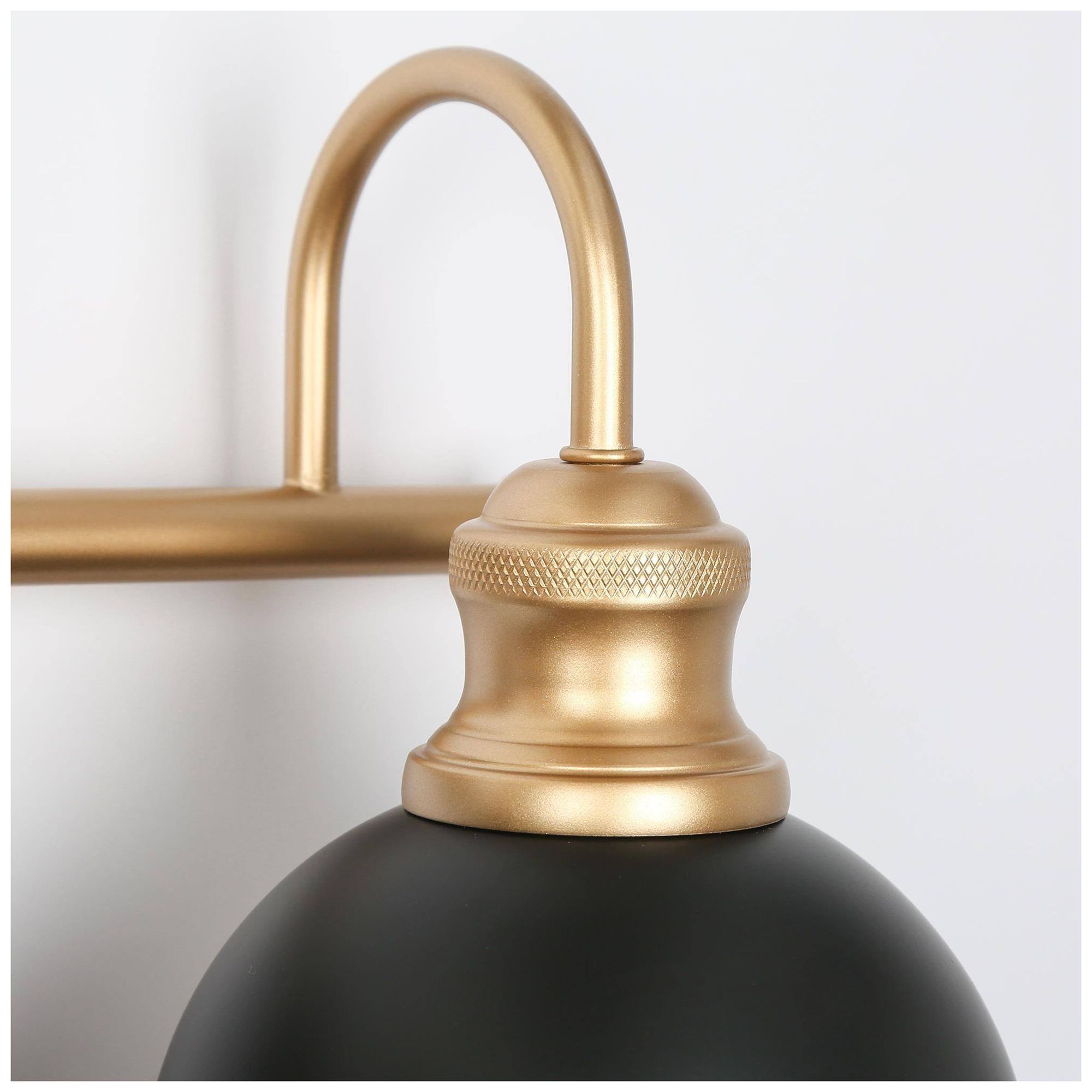 Image 2 3-Lights 22.4"W Dome Flat Black and Dark Gold  Wall Lamp more views