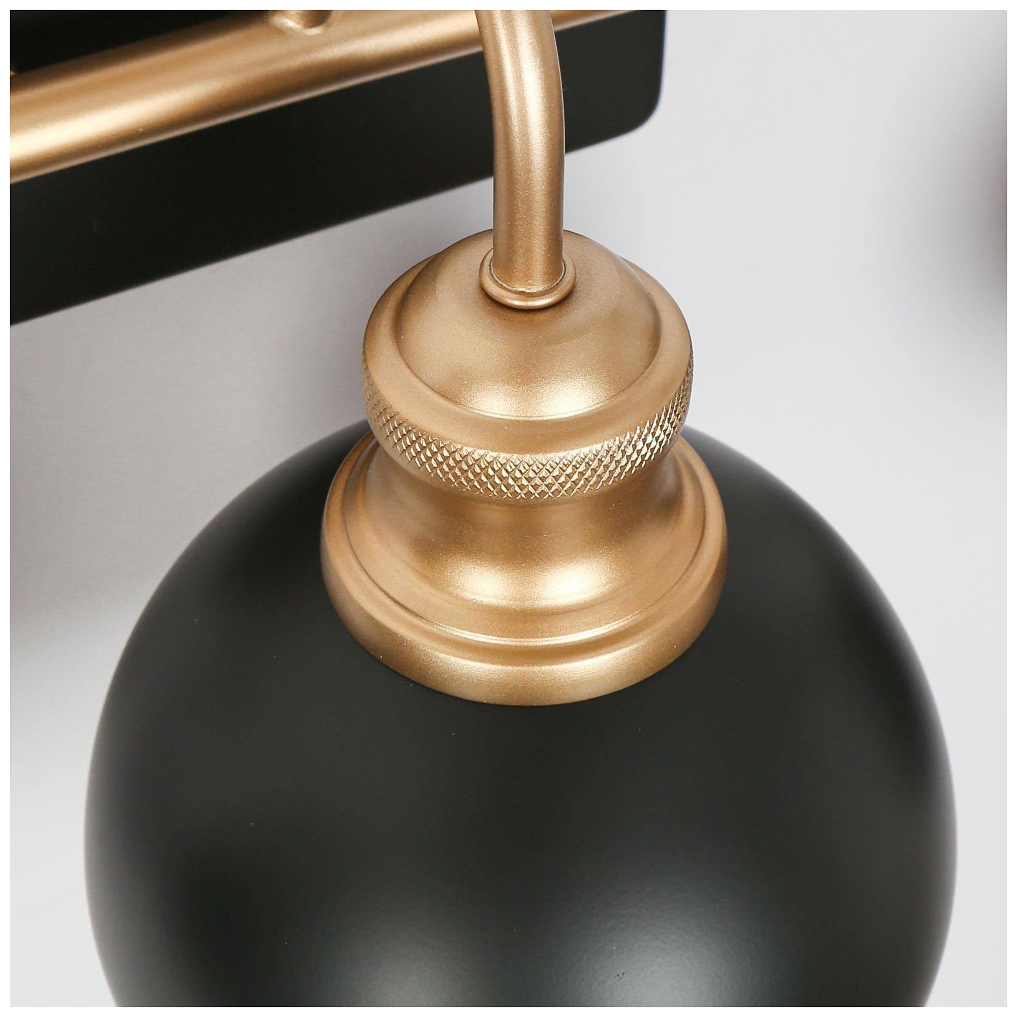 Image 4 3-Lights 22.4"W Dome Flat Black and Dark Gold  Wall Lamp more views