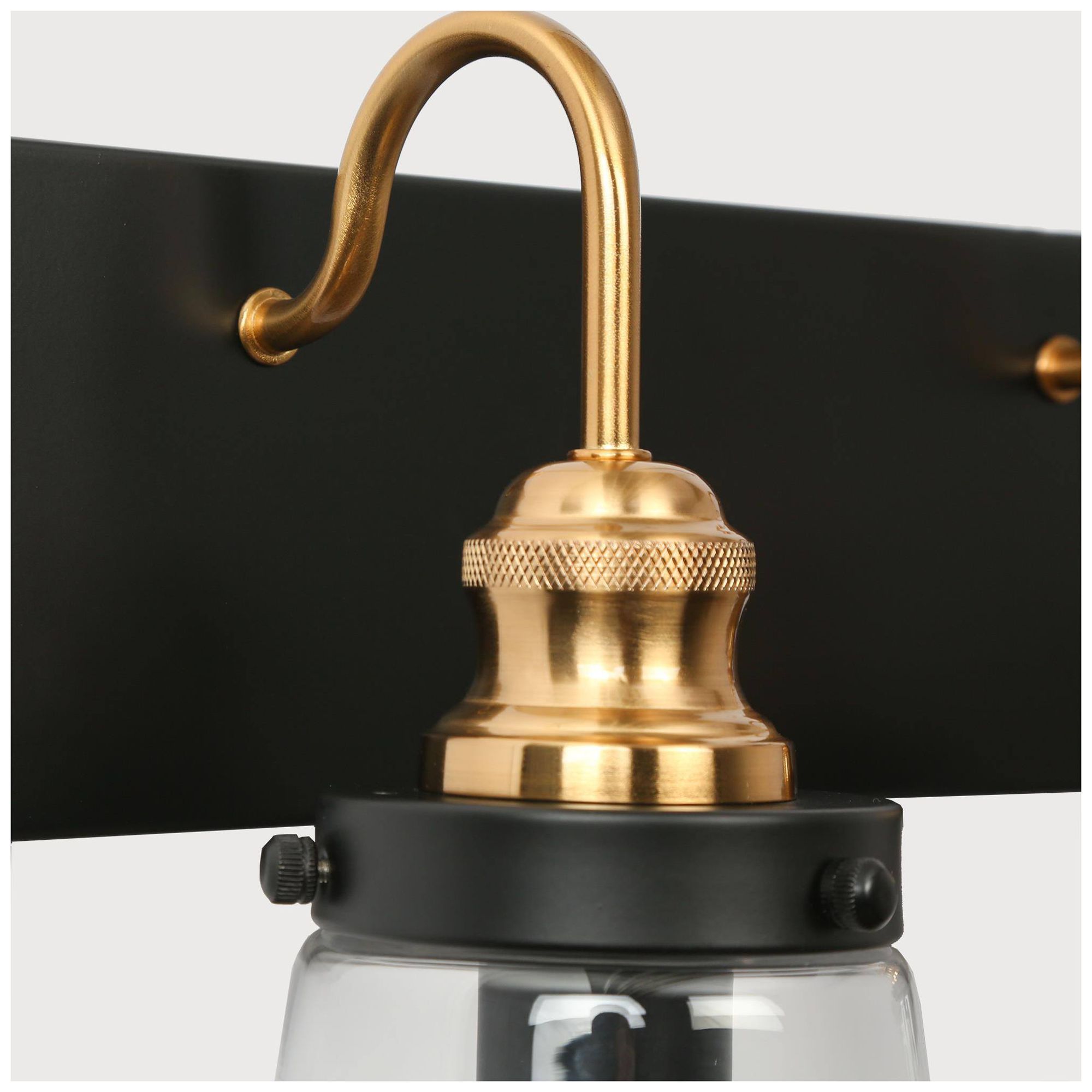 Image 2 3-Lights 22.8"W Bell Black and Imitation Electroplated Copper Wall Lamp more views