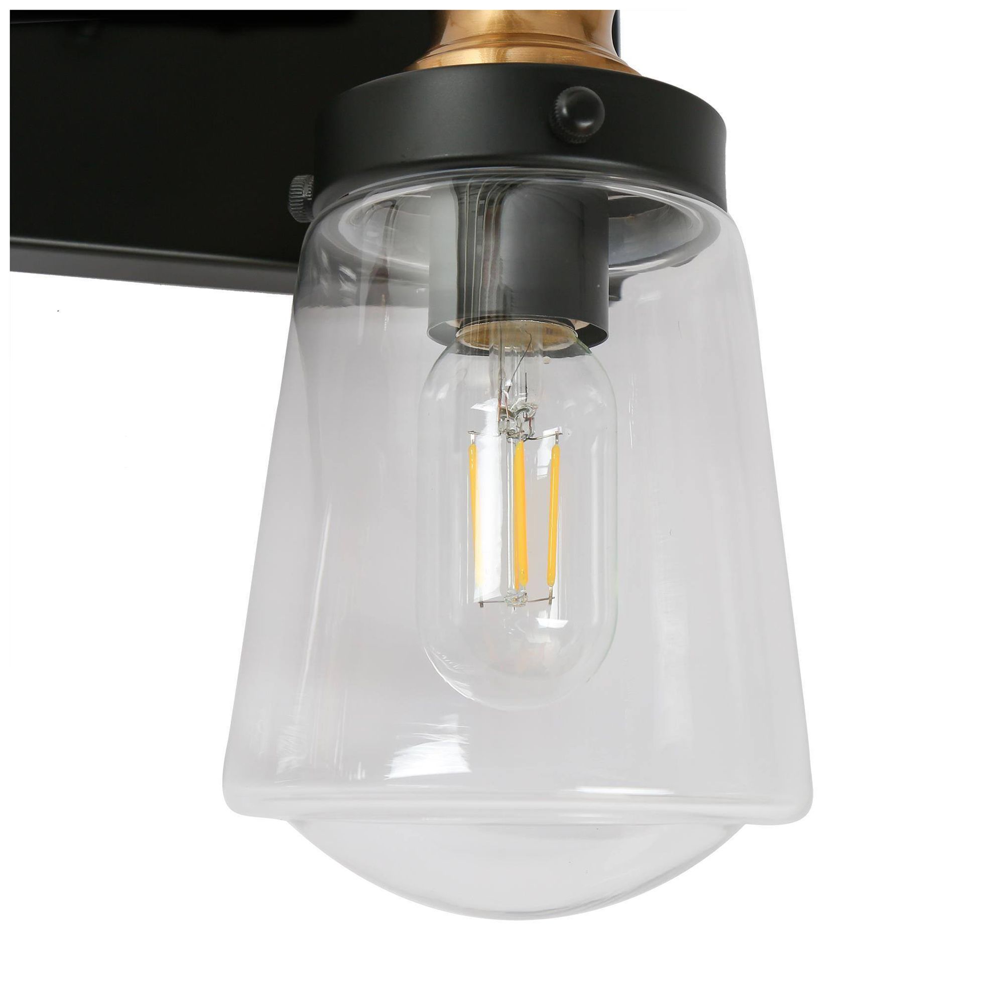Image 3 3-Lights 22.8"W Bell Black and Imitation Electroplated Copper Wall Lamp more views
