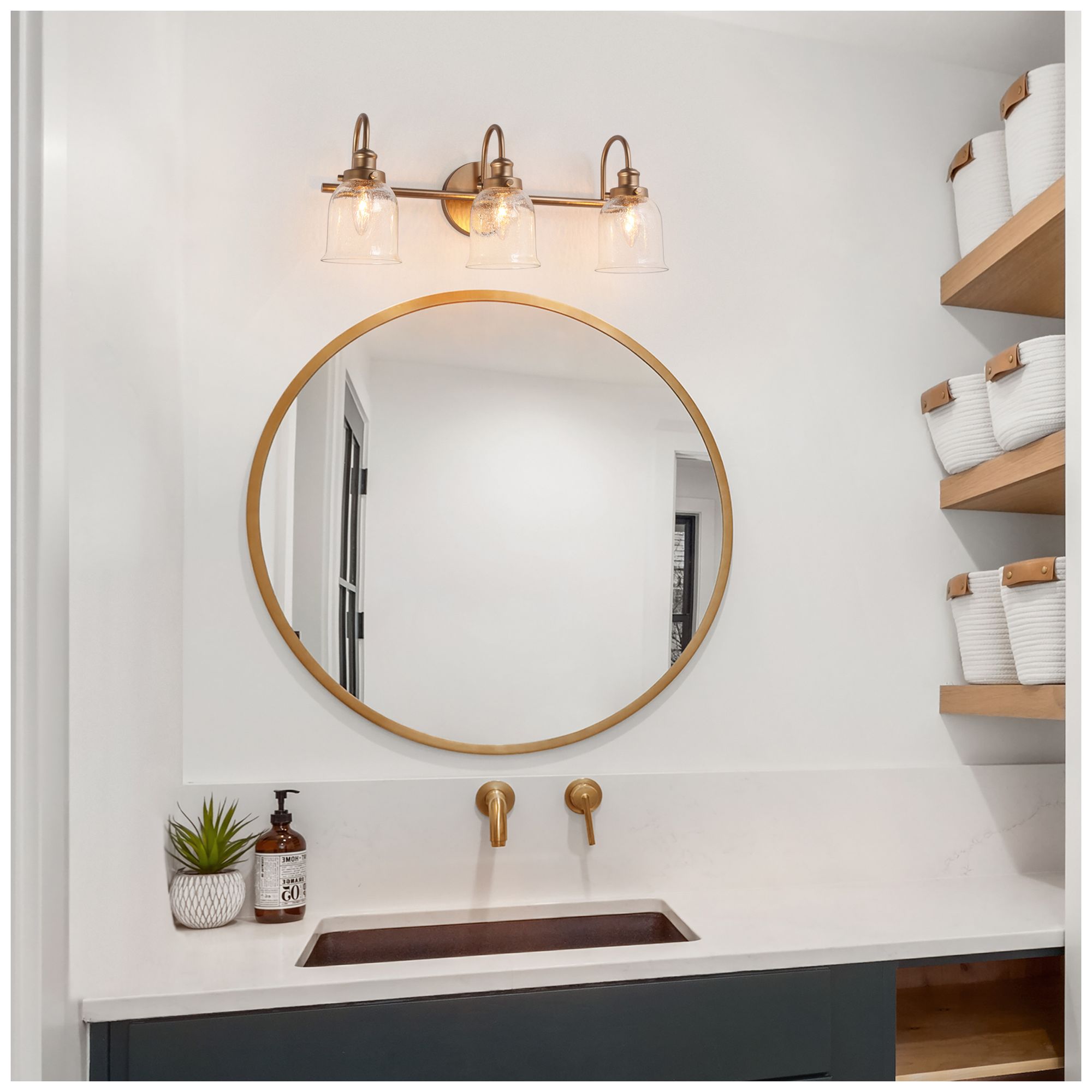 3-Lights 22"W Bell Dark Gold  Wall Lamp
