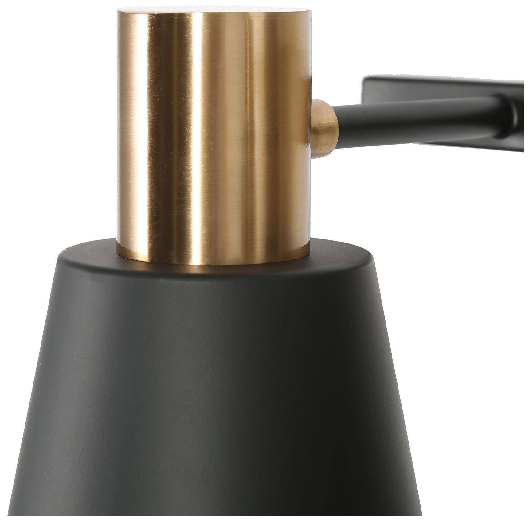 Thumbnail3 of 3-Lights 22"W Tapered Matt Black and Plated Brass Wall Lamp more views