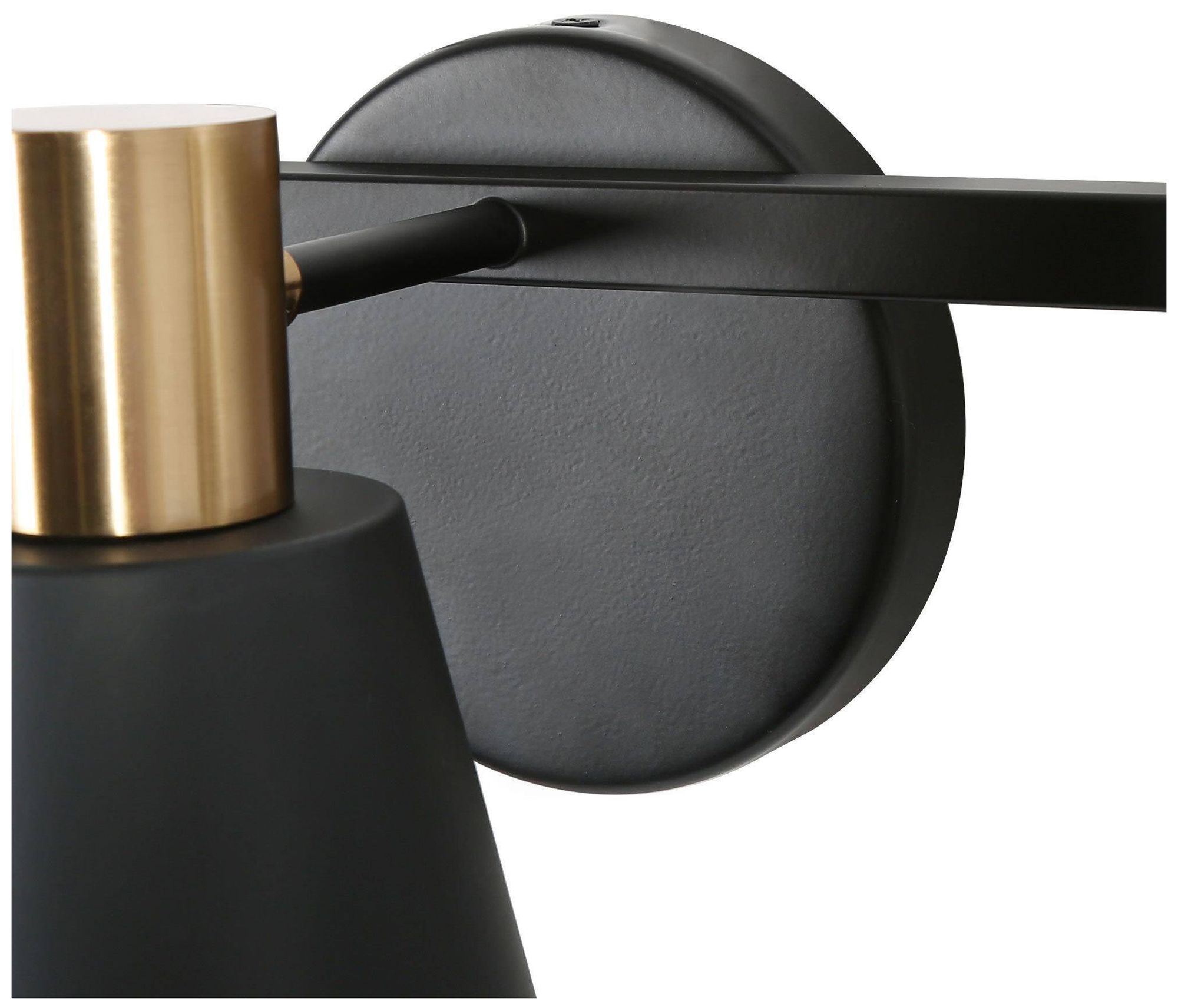 3-Lights 22"W Tapered Matt Black and Plated Brass Wall Lamp