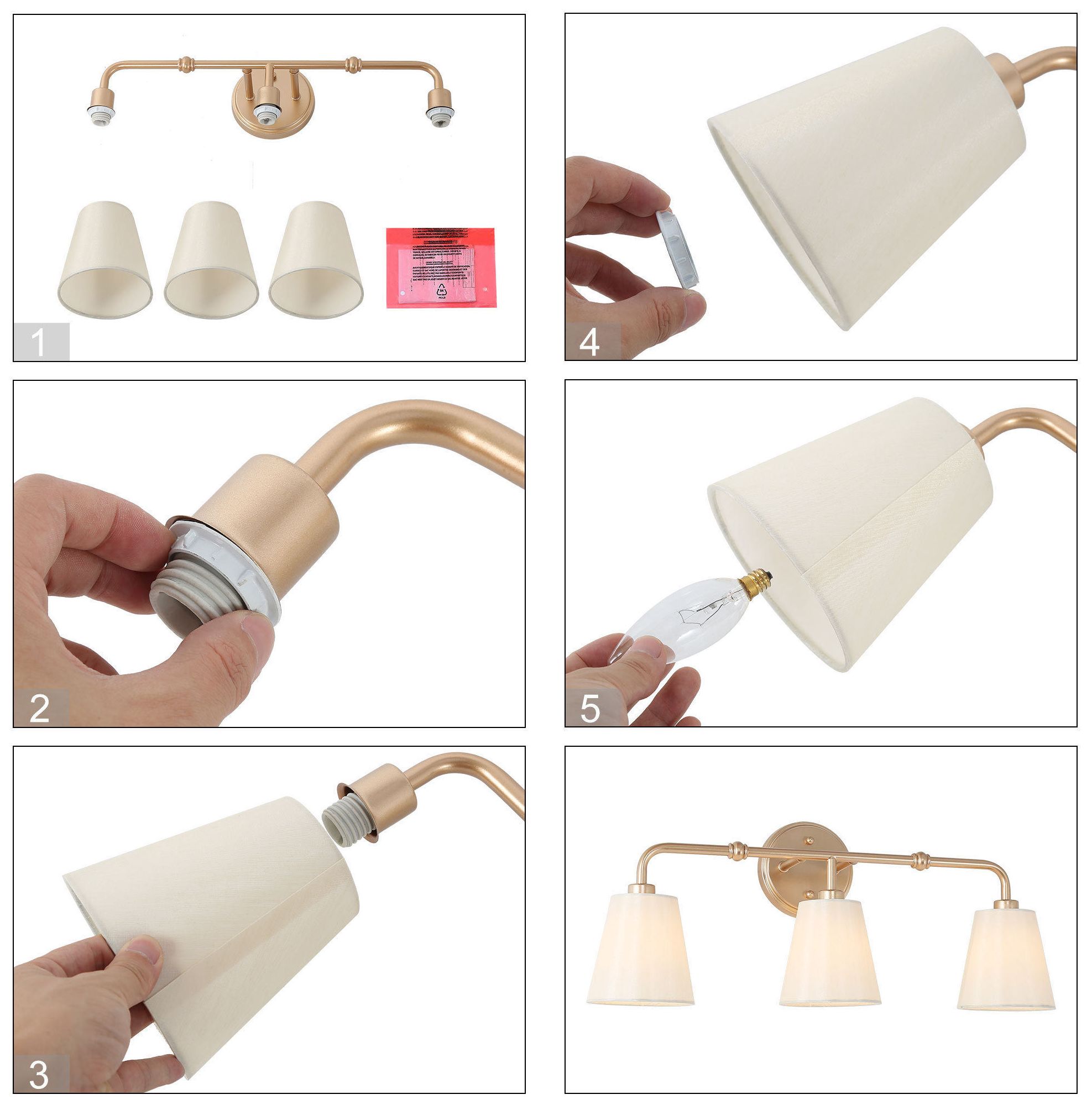 3-Lights 23.6"W Tapered Dark Gold  Wall Lamp