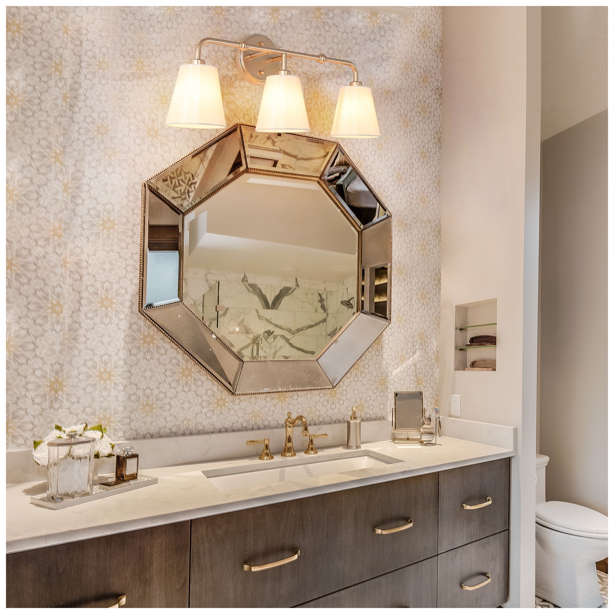 3-Lights 23.6"W Tapered Dark Gold  Wall Lamp