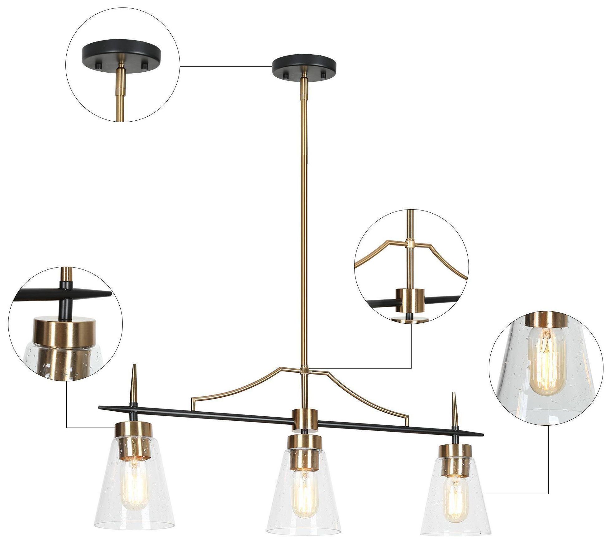 Image 3 3-Lights 28"W Linear Island Pendant Light Chandelier more views