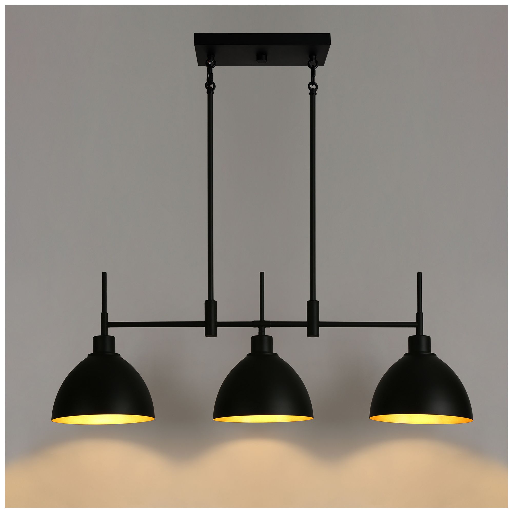 Image 4 3-Lights 33.2"W Matte Black Island Pendant Light Chandelier more views