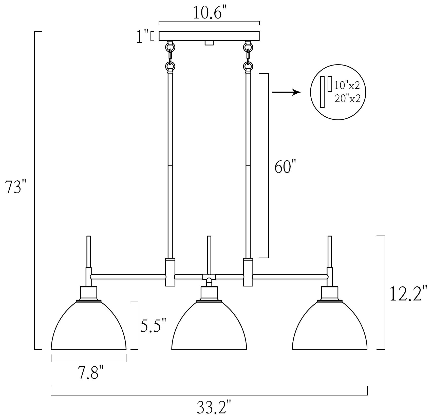 Image 7 3-Lights 33.2"W Matte Black Island Pendant Light Chandelier more views