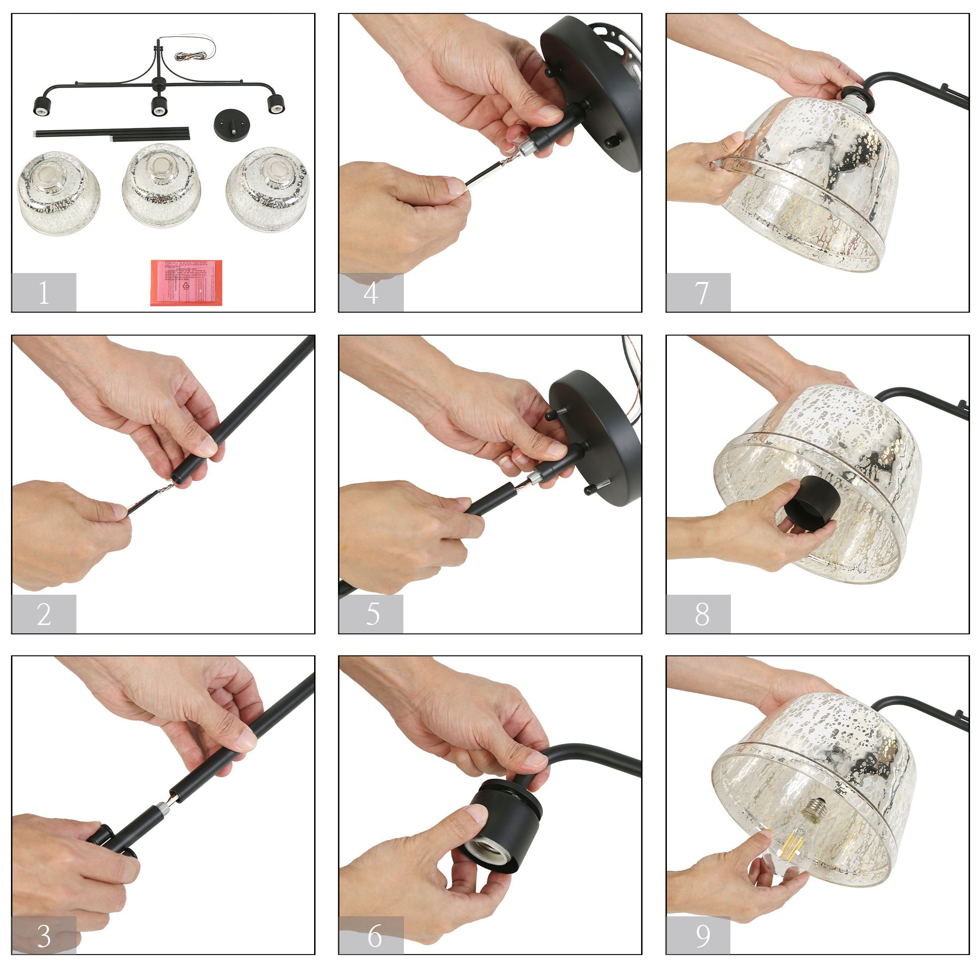 Image 6 3-Lights 40.9"W Linear Matt Black Chandeliers more views