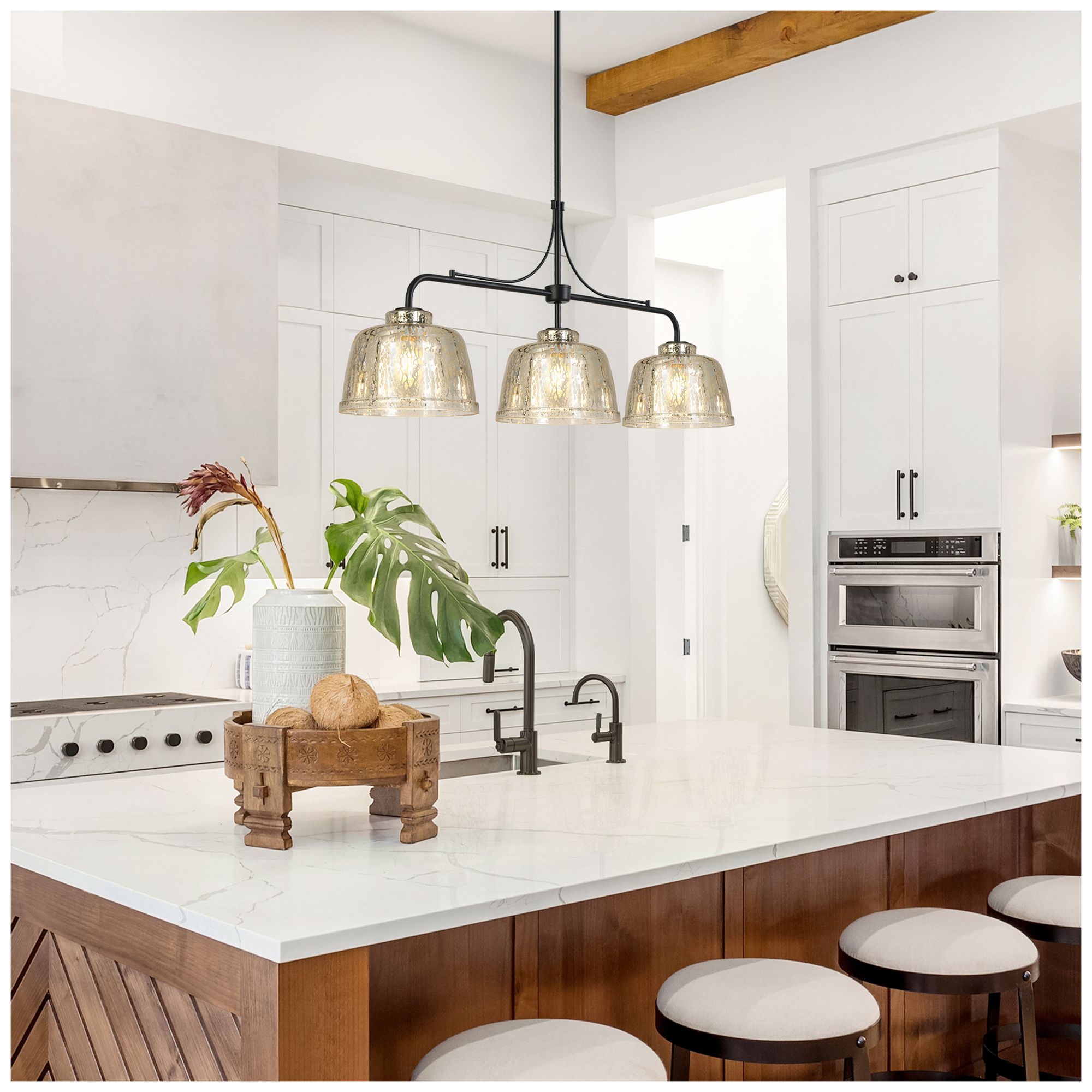 Image 7 3-Lights 40.9"W Linear Matt Black Chandeliers more views