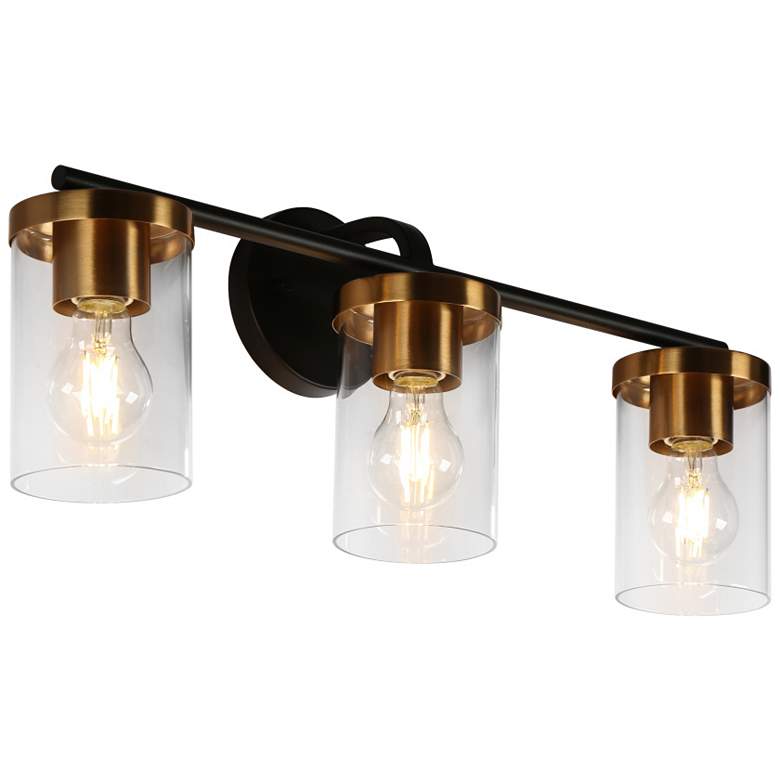 Image 1 3-Lights Black and Gold Bathroom Wall Lamp