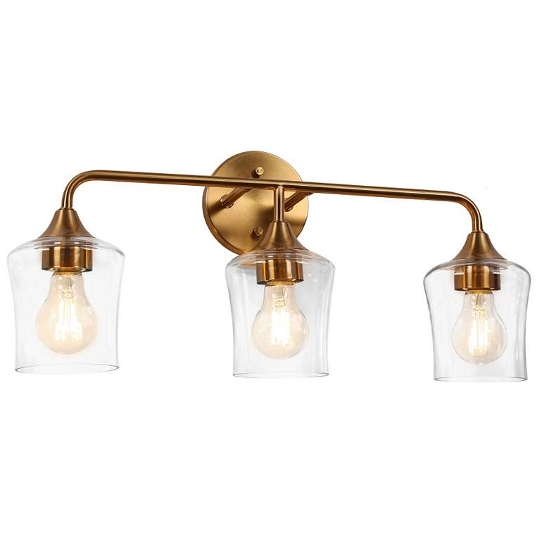 Image 1 3-Lights Black and Gold Glass Bathroom Wall Lamp