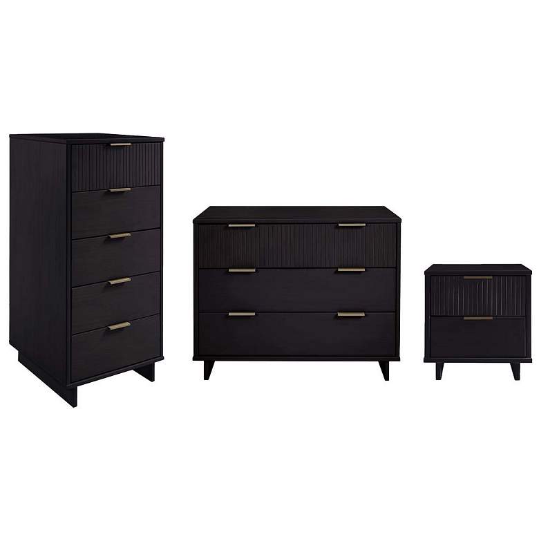 Image 1 3-pc Granville Standard Dresser, Narrow Chest and Nightstand Set in Black
