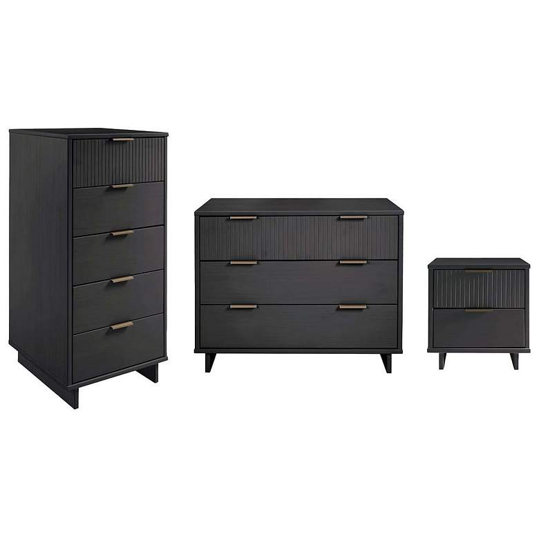 Image 1 3-pc Granville Standard Dresser, Narrow Chest & Nightstand Set in Dark