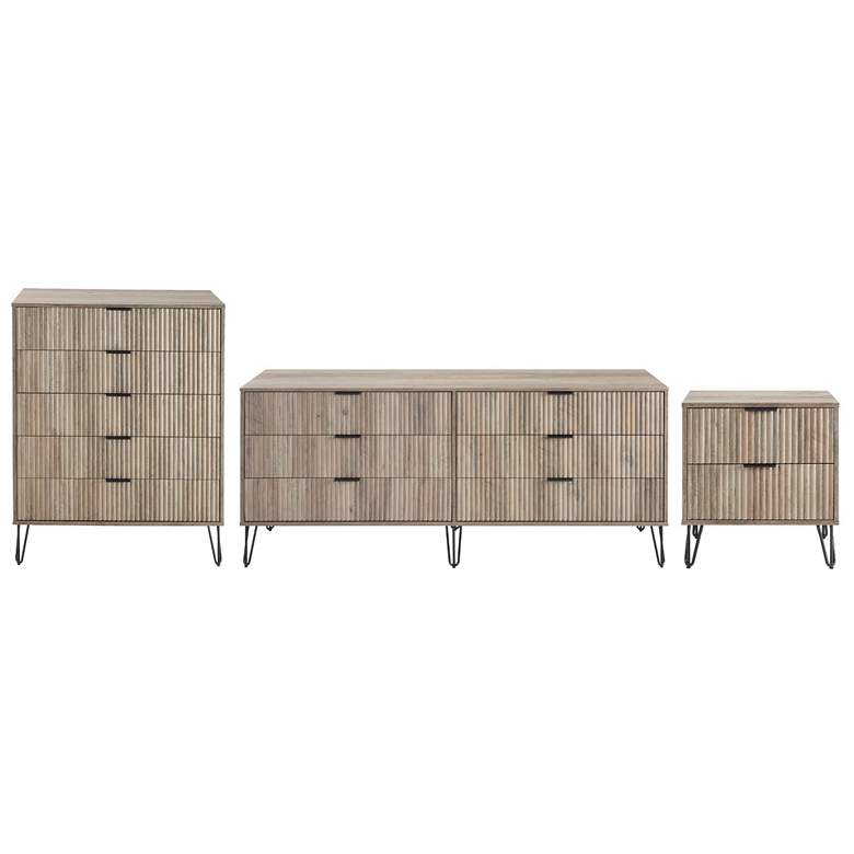Image 1 3-Piece DUMBO 5-Drawer Tall Dresser, 6-Drawer Low Dresser, & Nightstand