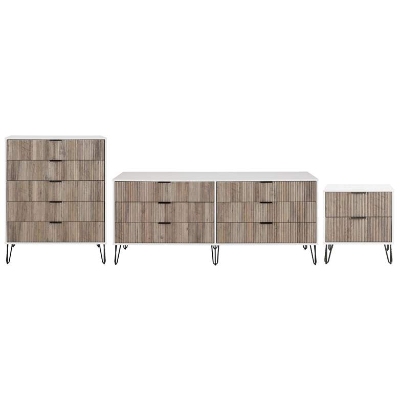 Image 1 3-Piece DUMBO 5-Drawer Tall Dresser, 6-Drawer Low Dresser, & Nightstand