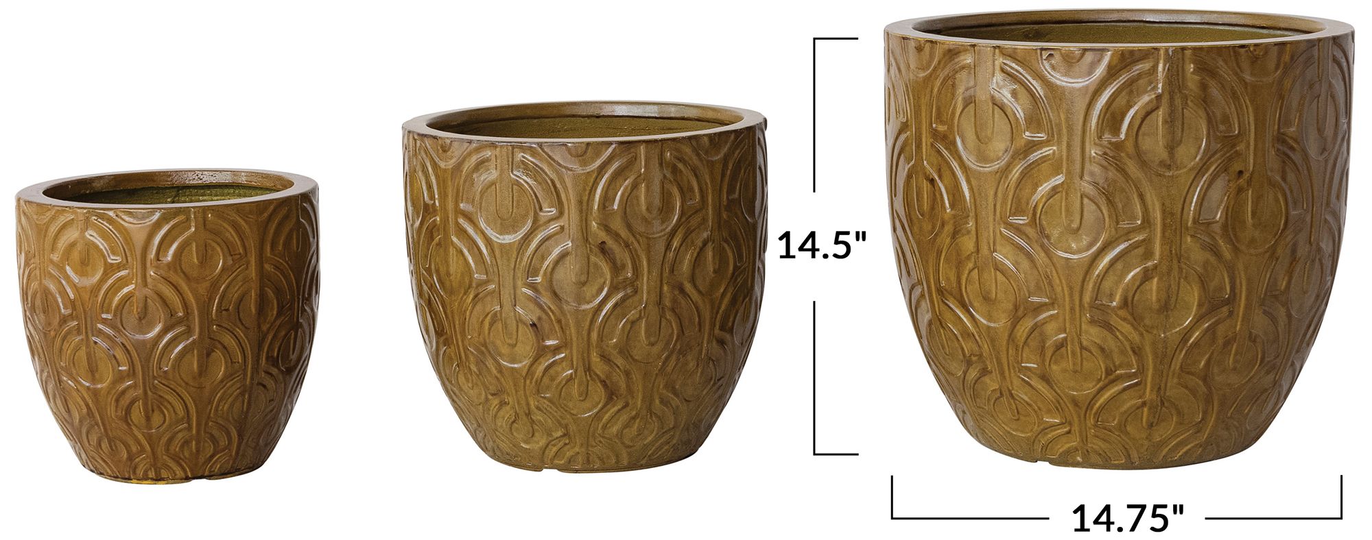 Image 3 3-Piece Eco Stone Indoor/Outdoor Planter Set with Drainage Holes, Mustard more views