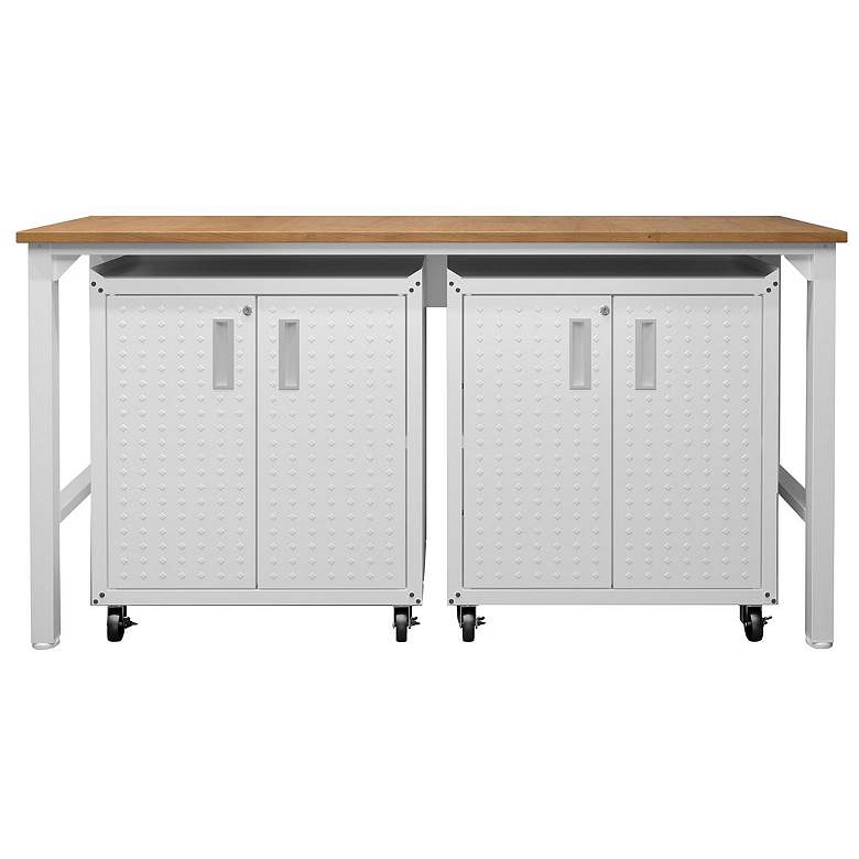 Image 1 3-Piece Fortress Mobile Garage Cabinet and Worktable 1.0 in White