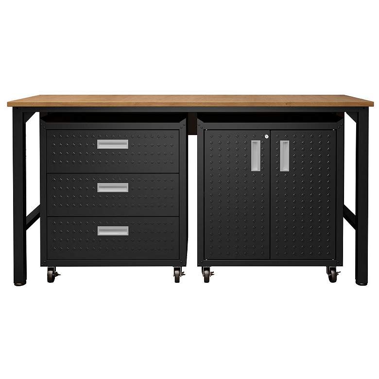 Image 1 3-Piece Fortress Mobile Garage Cabinet and Worktable 3.0 in Charcoal Grey
