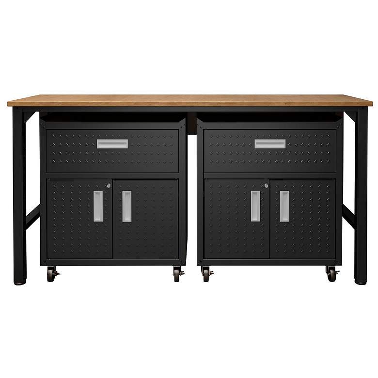 Image 1 3-Piece Fortress Mobile Garage Cabinet and Worktable 4.0 in Charcoal Grey