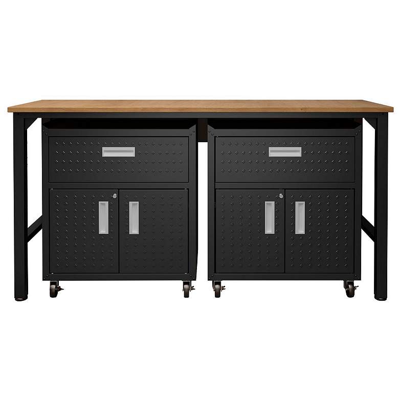 Image 1 3-Piece Fortress Mobile Garage Cabinet and Worktable 4.0 in Charcoal Grey