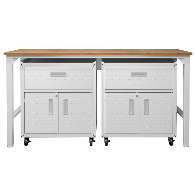 Image 1 3-Piece Fortress Mobile Garage Cabinet and Worktable 4.0 in White