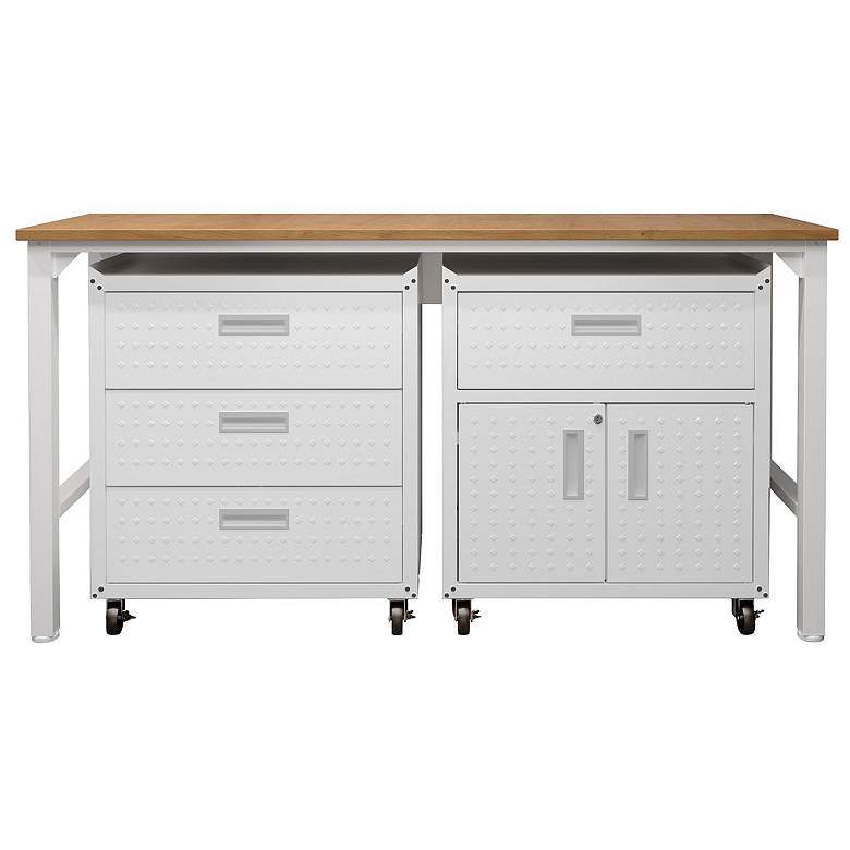 Image 1 3-Piece Fortress Mobile Garage Cabinet and Worktable 5.0 in White