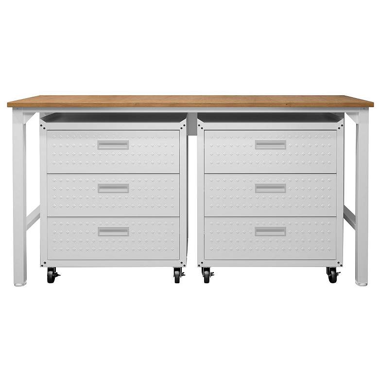 Image 1 3-Piece Fortress Mobile Garage Cabinet and Worktable 6.0 in White