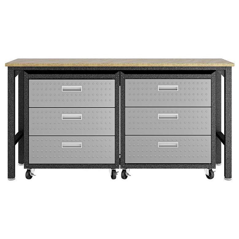 Image 1 3-Piece Fortress Mobile Space-Saving Garage Cabinet and Worktable 6.0 Grey