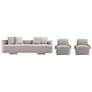3- Piece Modern Verandah Chenille 112" Sofa and 2 Accent Chairs in Bei