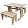 3 Piece Set Natural Finish Kids Table and Benches