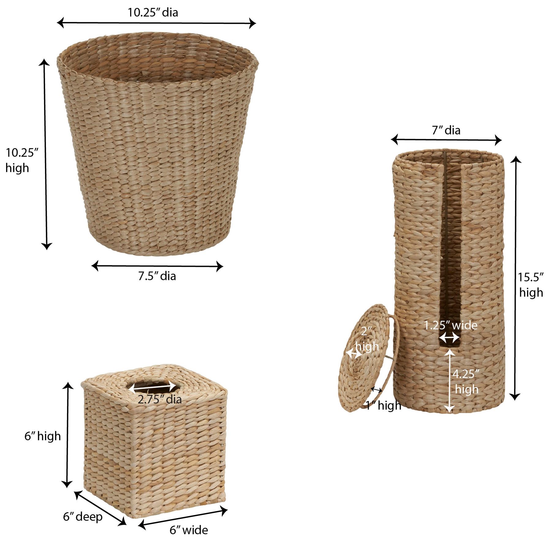 Image 3 3-Piece Set Wicker Bathroom Accessories, more views