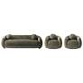 3- Piece Tribeca Chenille 85.8" Sofa and 2 Accent Chairs in Olive Gree