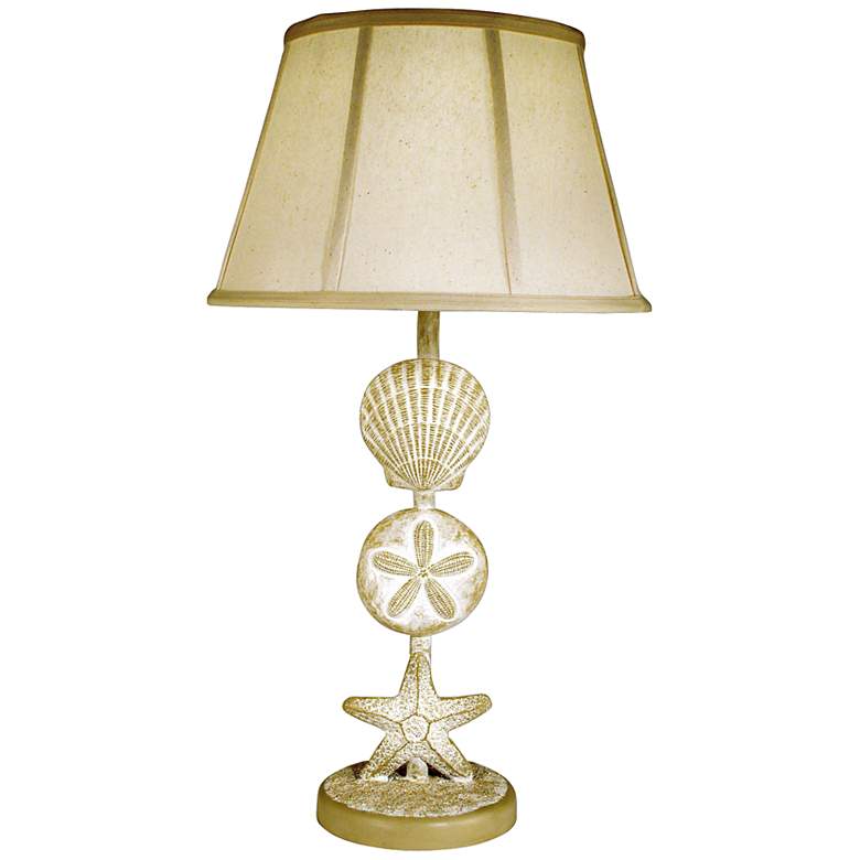 Image 1 3 Shells 27 1/2 inch High Table Lamp With Cloth Empire Shade