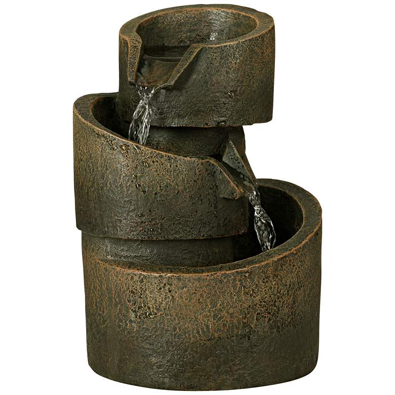 Image 3 3-Tier Bronze Stone Contemporary 9 3/4 inch High Tabletop Fountain