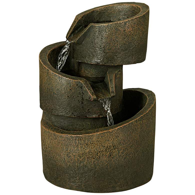 Image 4 3-Tier Bronze Stone Contemporary 9 3/4 inch High Tabletop Fountain more views