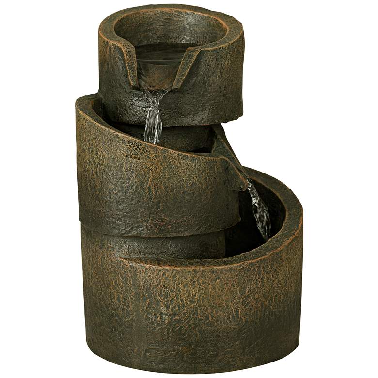 Image 5 3-Tier Bronze Stone Contemporary 9 3/4 inch High Tabletop Fountain more views