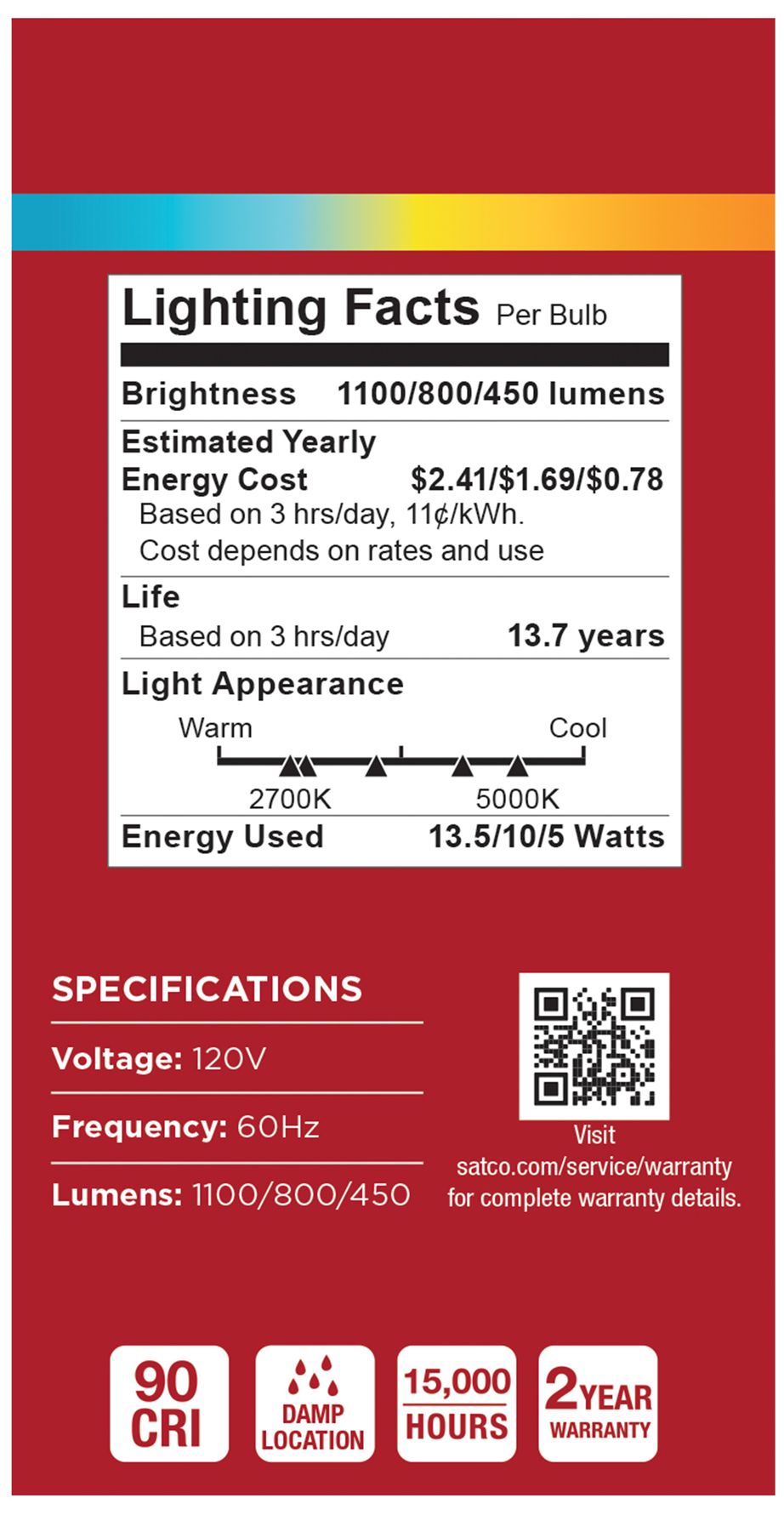 Image 5 3-Way 100W Max Equivalent 13.5W LED Max Non-Dimmable A19 Bulb more views