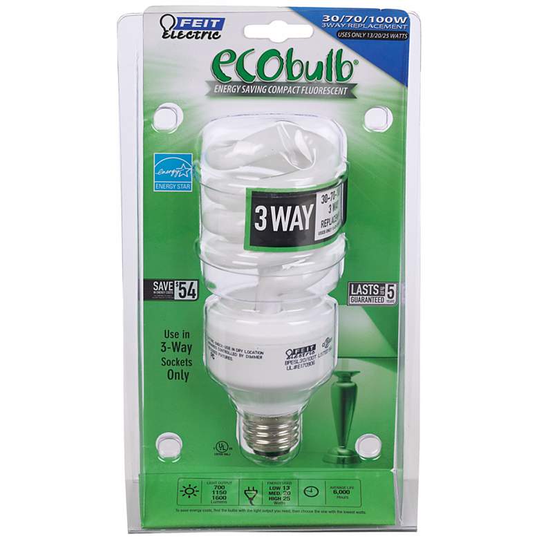 Image 1 3-Way Energy Saving CFL ENERGY STAR Eco Light Bulb
