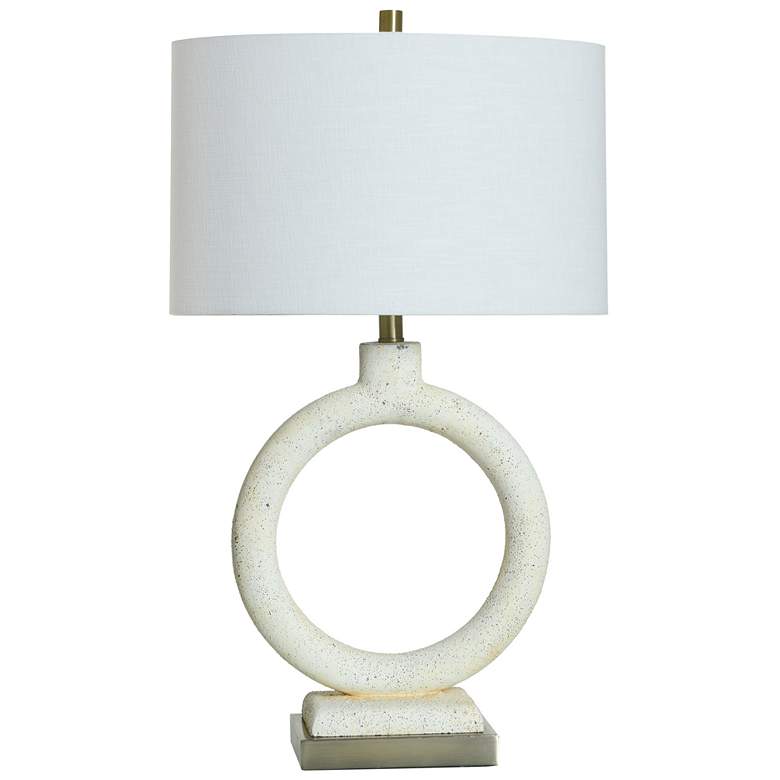 Image 1 30.5" High Speckled Cream and Brushed Brass Textured Table Lamp