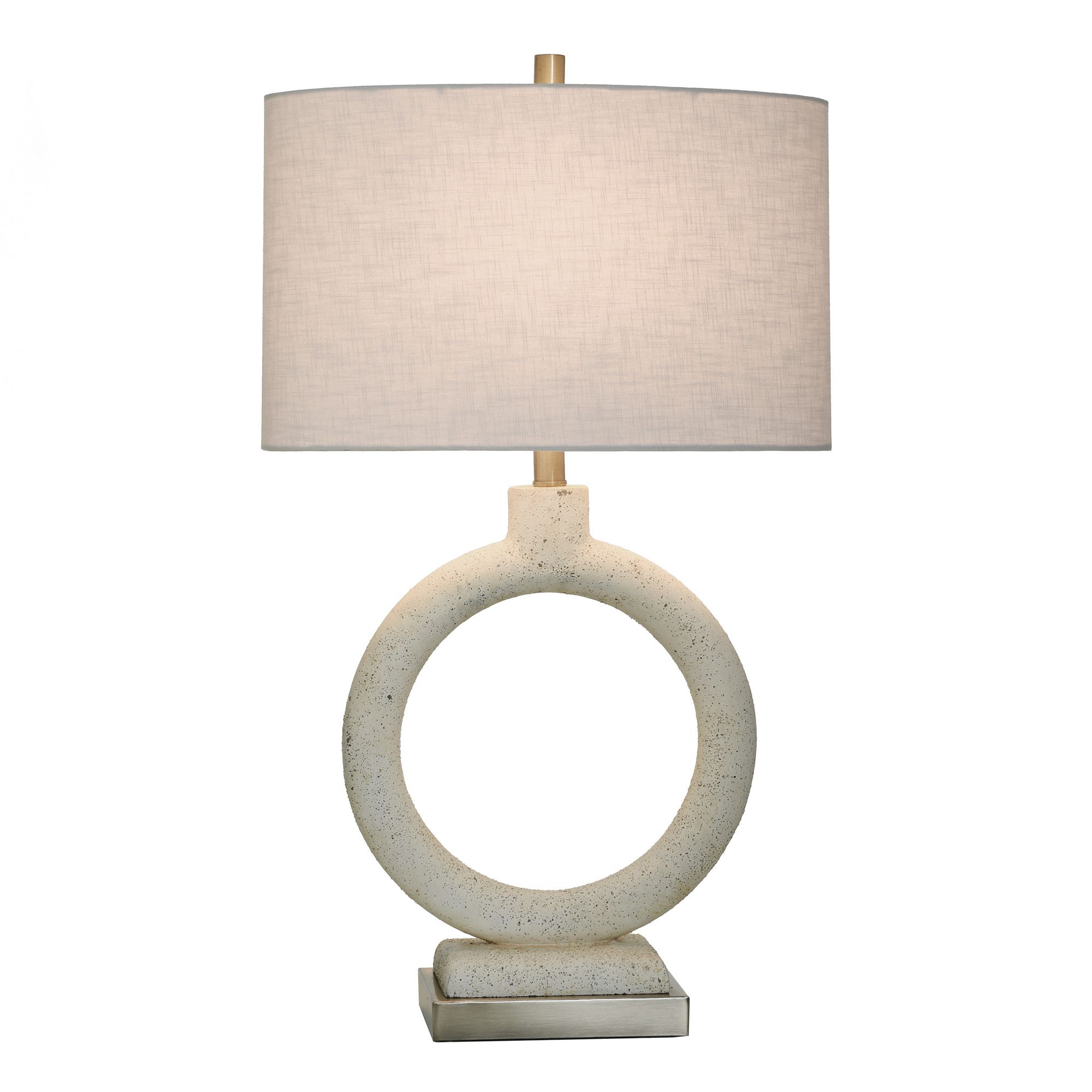 Image 3 30.5" High Speckled Cream and Brushed Brass Textured Table Lamp more views
